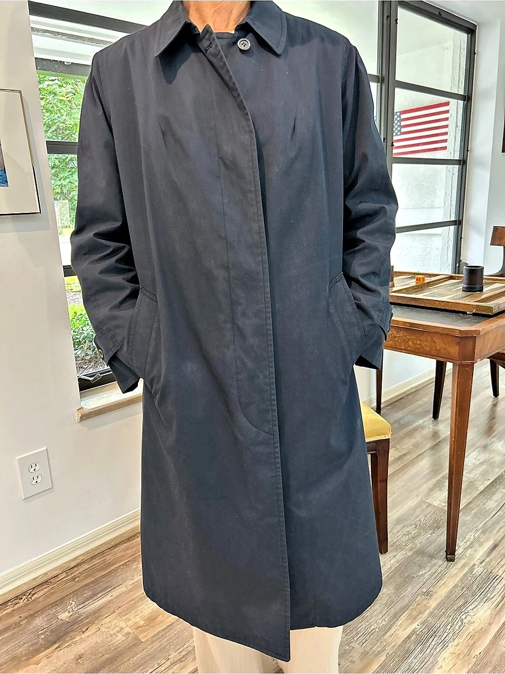 London Fog Vintage 1960’s Trench Coat Women’s Dark Blue with Alpaca Lining Like